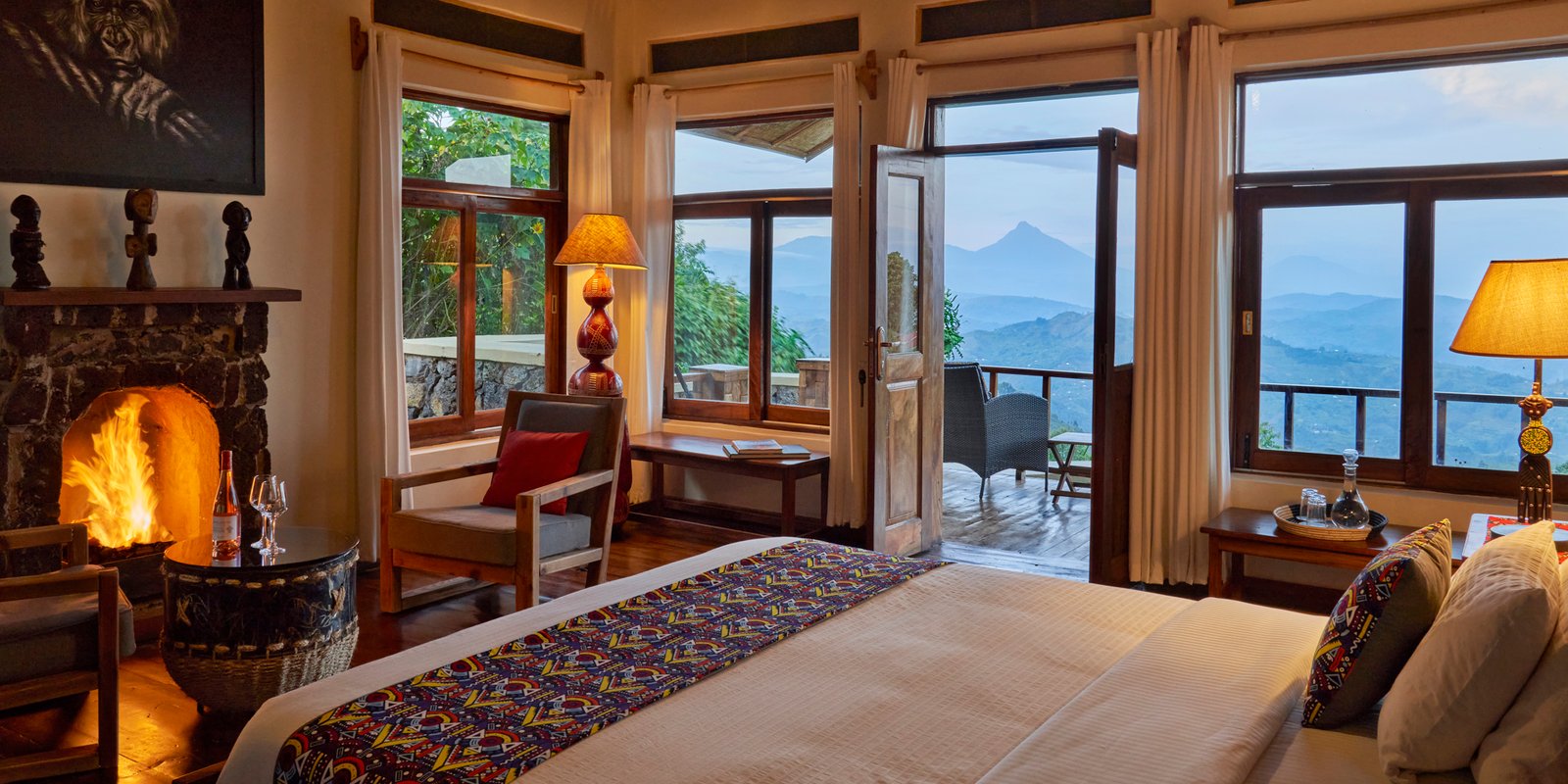 Nkuringo Gorilla Lodge overlooking the beautiful forested highlands of southern Bwindi